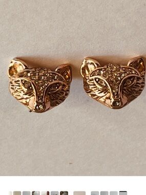 Rose tone, Fox fossil earrings